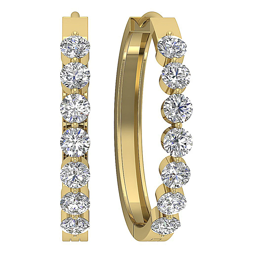 The Dawson Prong Set Hoop Earring For Women Genuine Diamond 14K Solid White Gold - Image 8