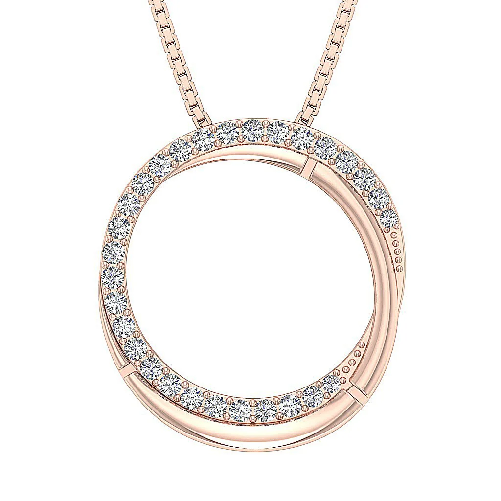 The Dawson Genuine Diamond Circle Pendant For Her With Gold Chain Prong Set - Image 3