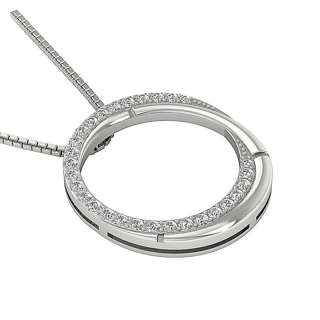 The Dawson Genuine Diamond Circle Pendant For Her With Gold Chain Prong Set - Image 4
