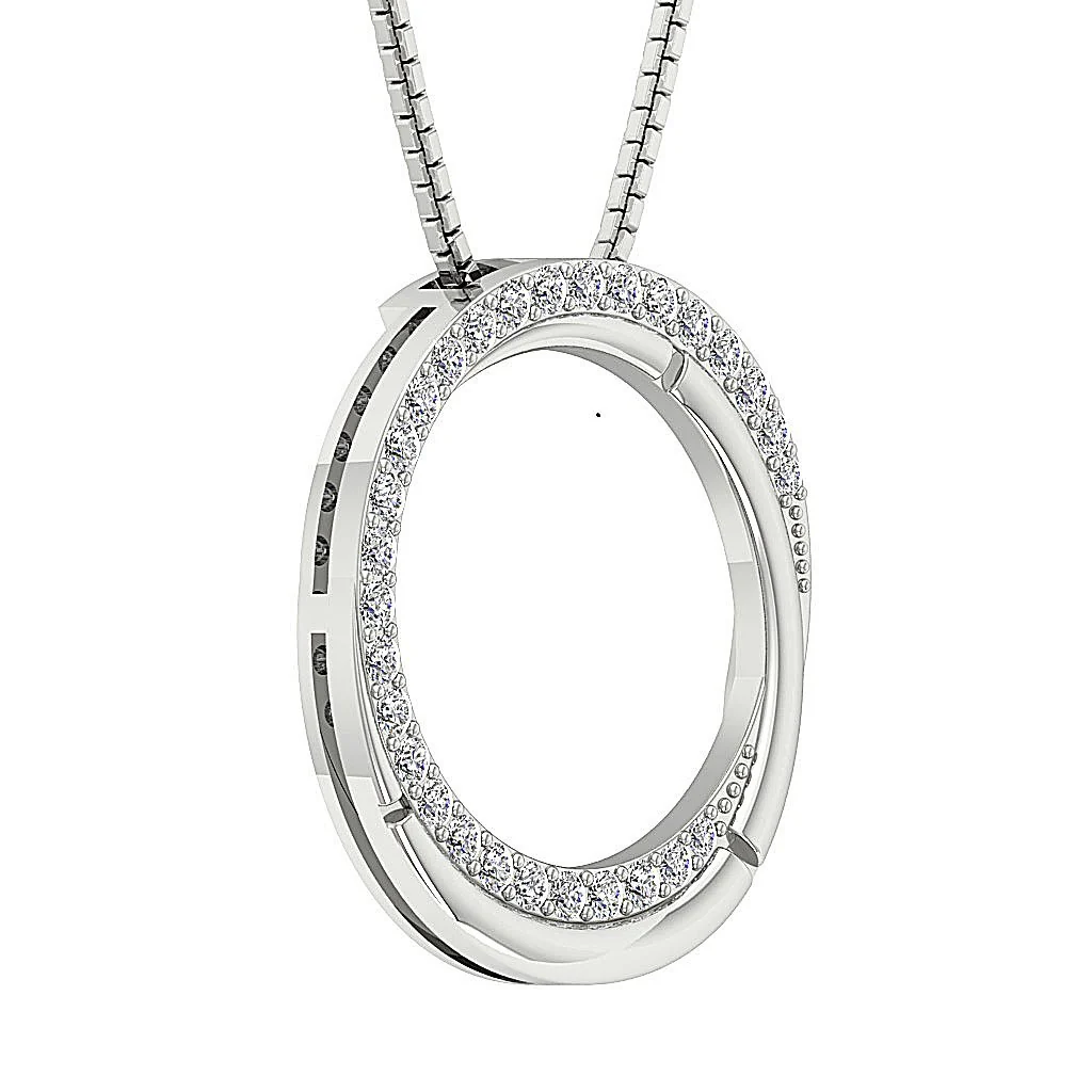 The Dawson Genuine Diamond Circle Pendant For Her With Gold Chain Prong Set - Image 5