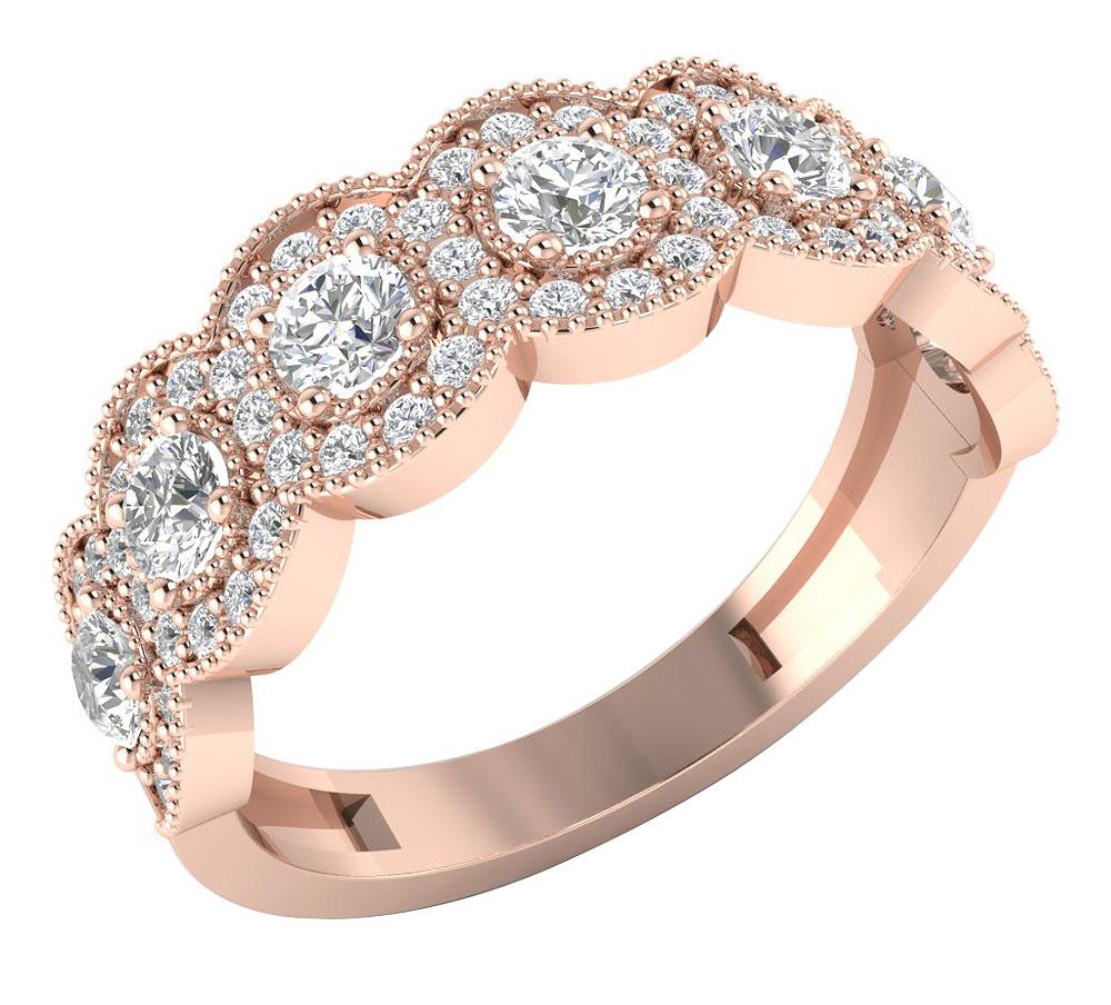 The Dawson Fancy Milgrain Halo Round Diamond Anniversary Wedding Ring White Gold - Image 3