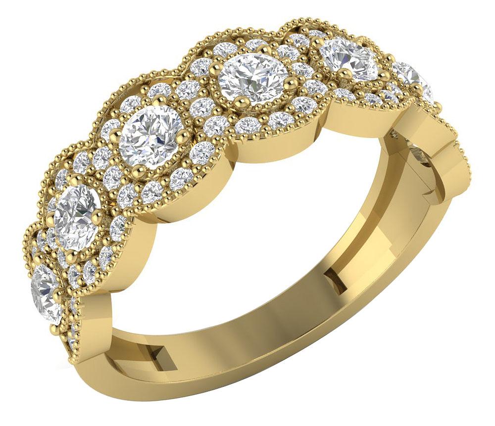 The Dawson Fancy Milgrain Halo Round Diamond Anniversary Wedding Ring White Gold - Image 4