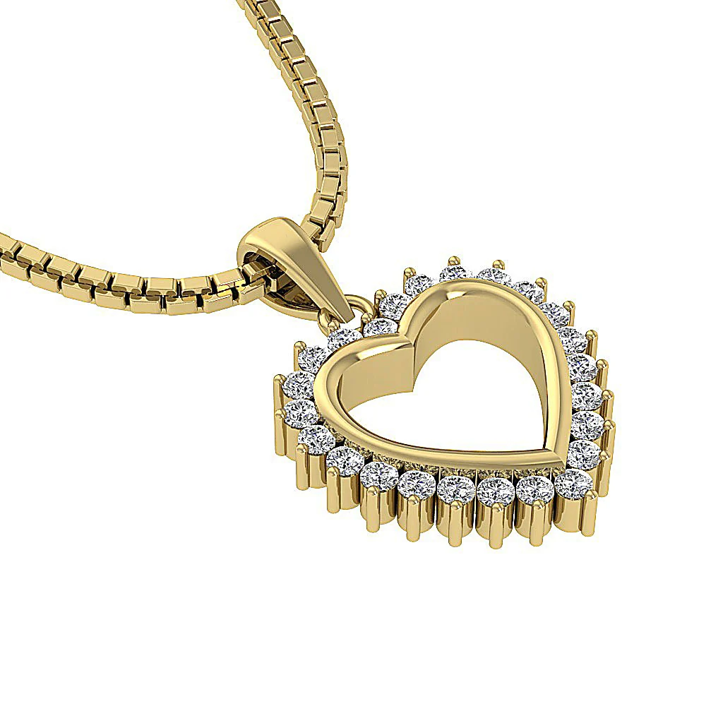 The Daxton 14K Gold Natural Diamond Pendant Necklaces With Heart Prong Set - Image 11