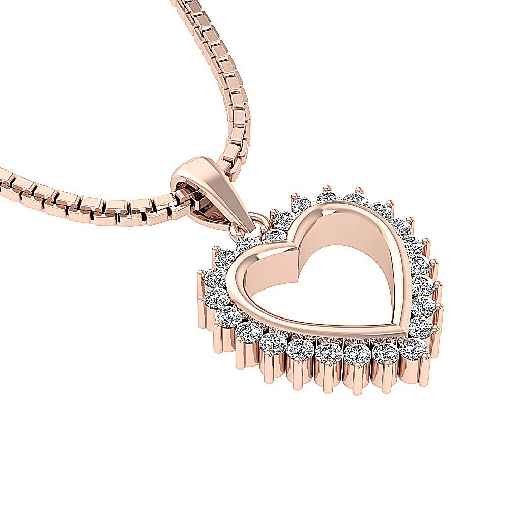 The Daxton 14K Gold Natural Diamond Pendant Necklaces With Heart Prong Set - Image 12