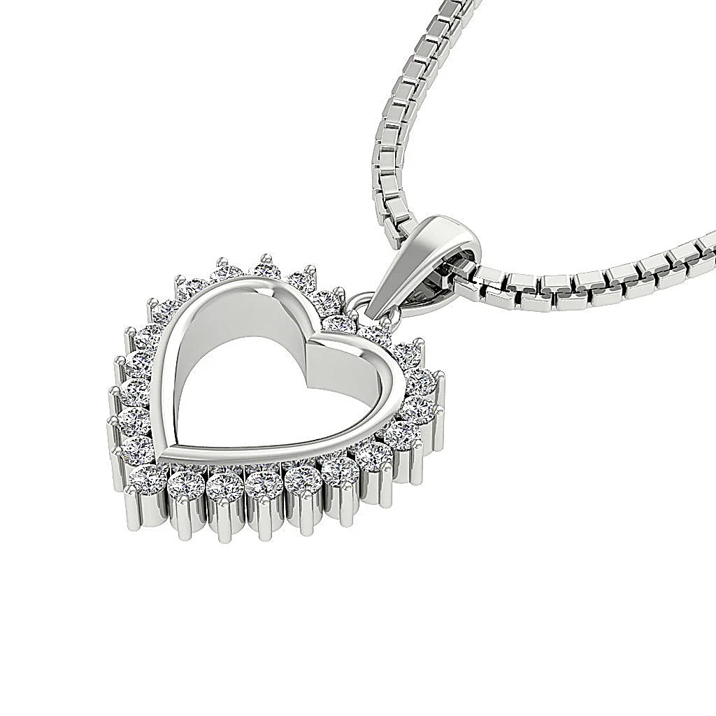 The Daxton 14K Gold Natural Diamond Pendant Necklaces With Heart Prong Set - Image 13