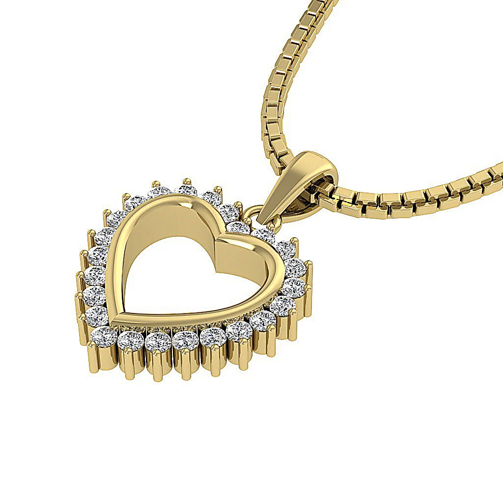 The Daxton 14K Gold Natural Diamond Pendant Necklaces With Heart Prong Set - Image 14