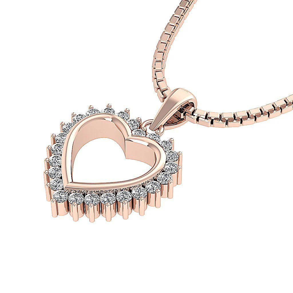 The Daxton 14K Gold Natural Diamond Pendant Necklaces With Heart Prong Set - Image 15