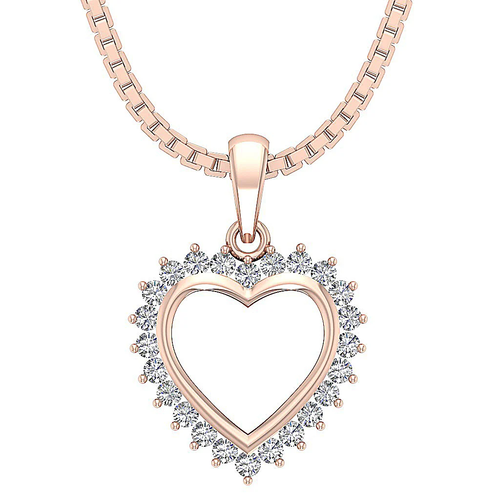 The Daxton 14K Gold Natural Diamond Pendant Necklaces With Heart Prong Set - Image 3