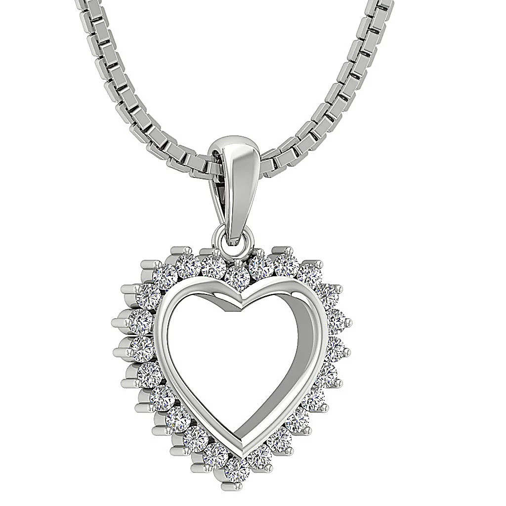 The Daxton 14K Gold Natural Diamond Pendant Necklaces With Heart Prong Set - Image 4