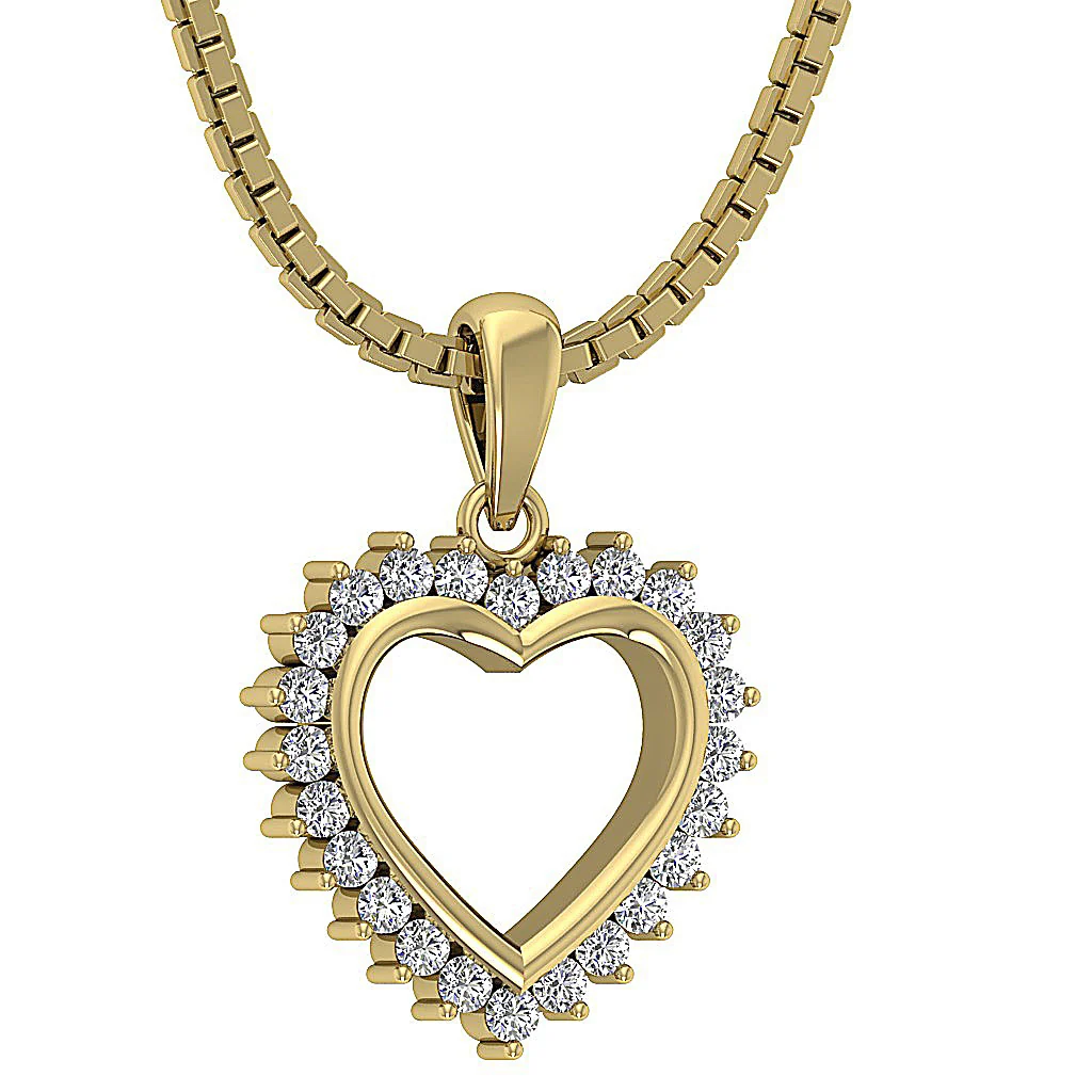 The Daxton 14K Gold Natural Diamond Pendant Necklaces With Heart Prong Set - Image 5