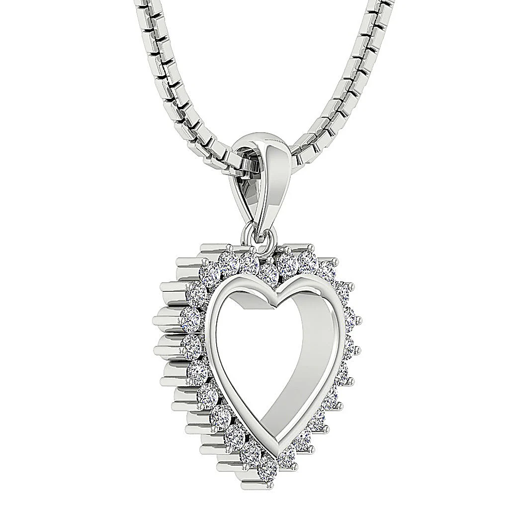 The Daxton 14K Gold Natural Diamond Pendant Necklaces With Heart Prong Set - Image 7