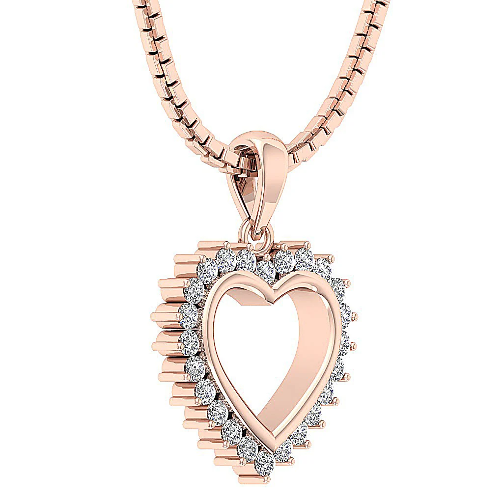 The Daxton 14K Gold Natural Diamond Pendant Necklaces With Heart Prong Set - Image 9
