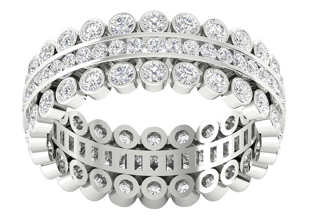 The Daxton Three Row Unique Full Eternity Round Cut Diamond Ring 14K White Gold - Image 4