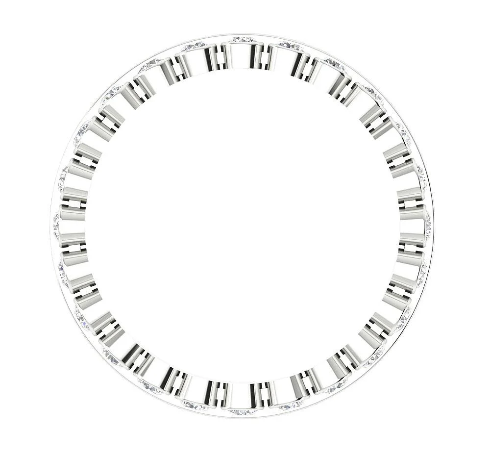 The Daxton Three Row Unique Full Eternity Round Cut Diamond Ring 14K White Gold - Image 5