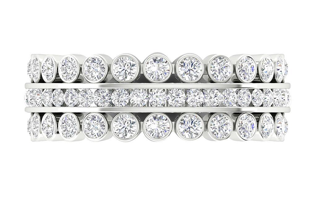 The Daxton Three Row Unique Full Eternity Round Cut Diamond Ring 14K White Gold - Image 6