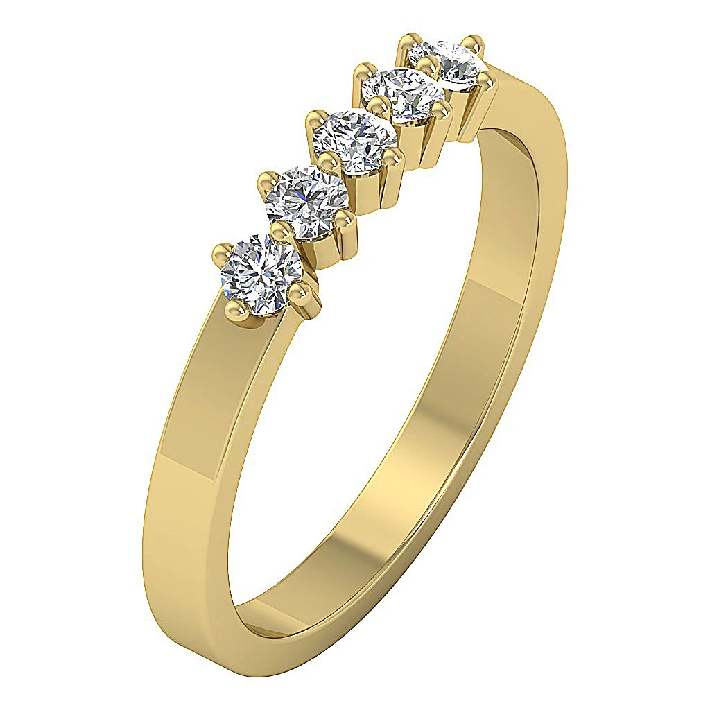 The Deacon Classic 5 Stone Wedding Natural Diamond Ring For Women Prong Set