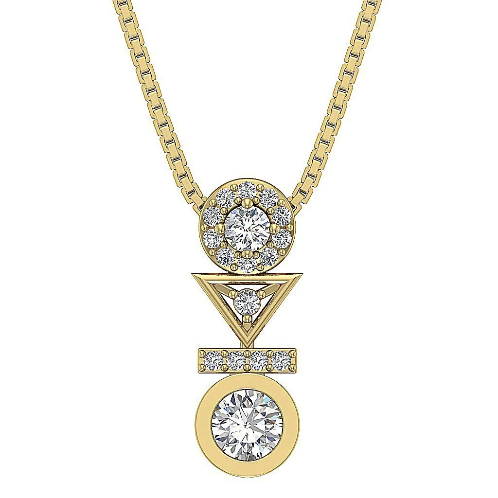 The Dean Elegant Round Diamond Fashion Pendant Prong & Bezel Set 14K Solid Gold - Image 2
