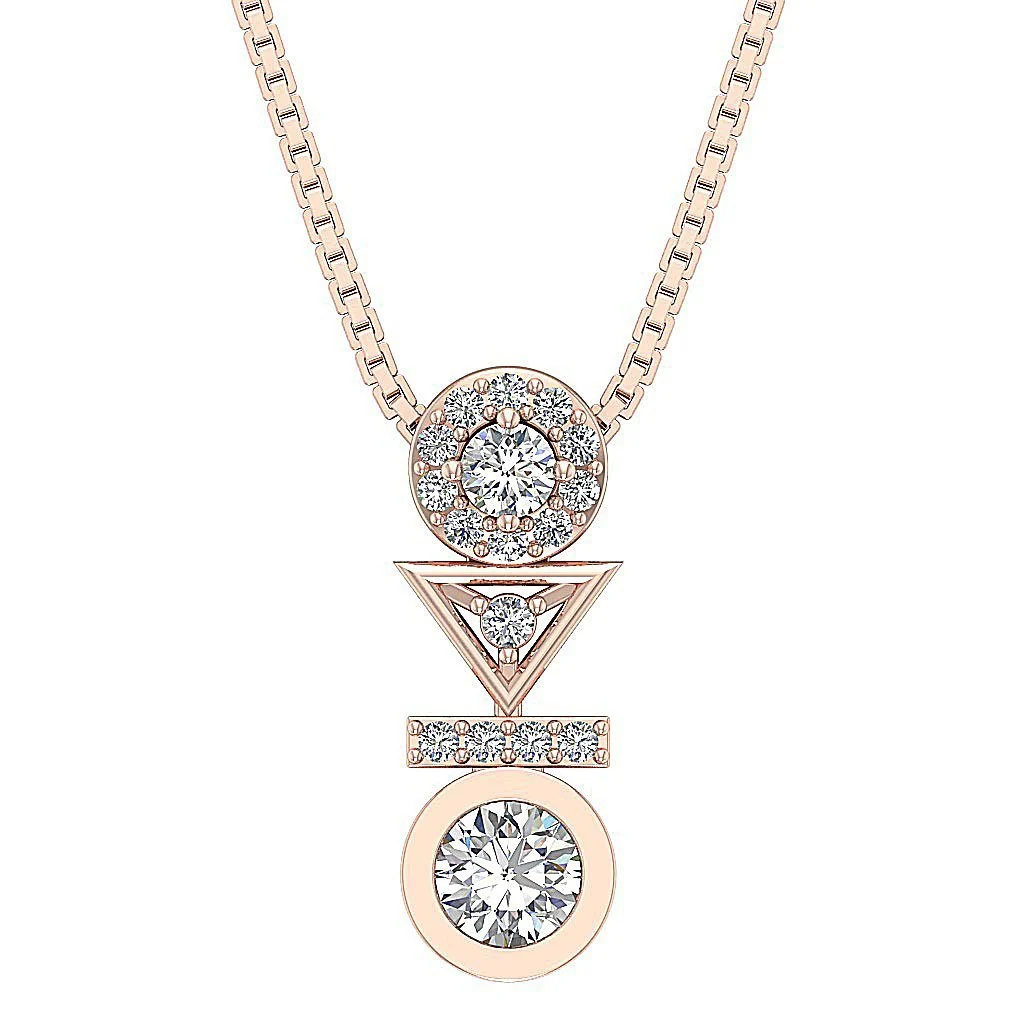The Dean Elegant Round Diamond Fashion Pendant Prong & Bezel Set 14K Solid Gold - Image 3