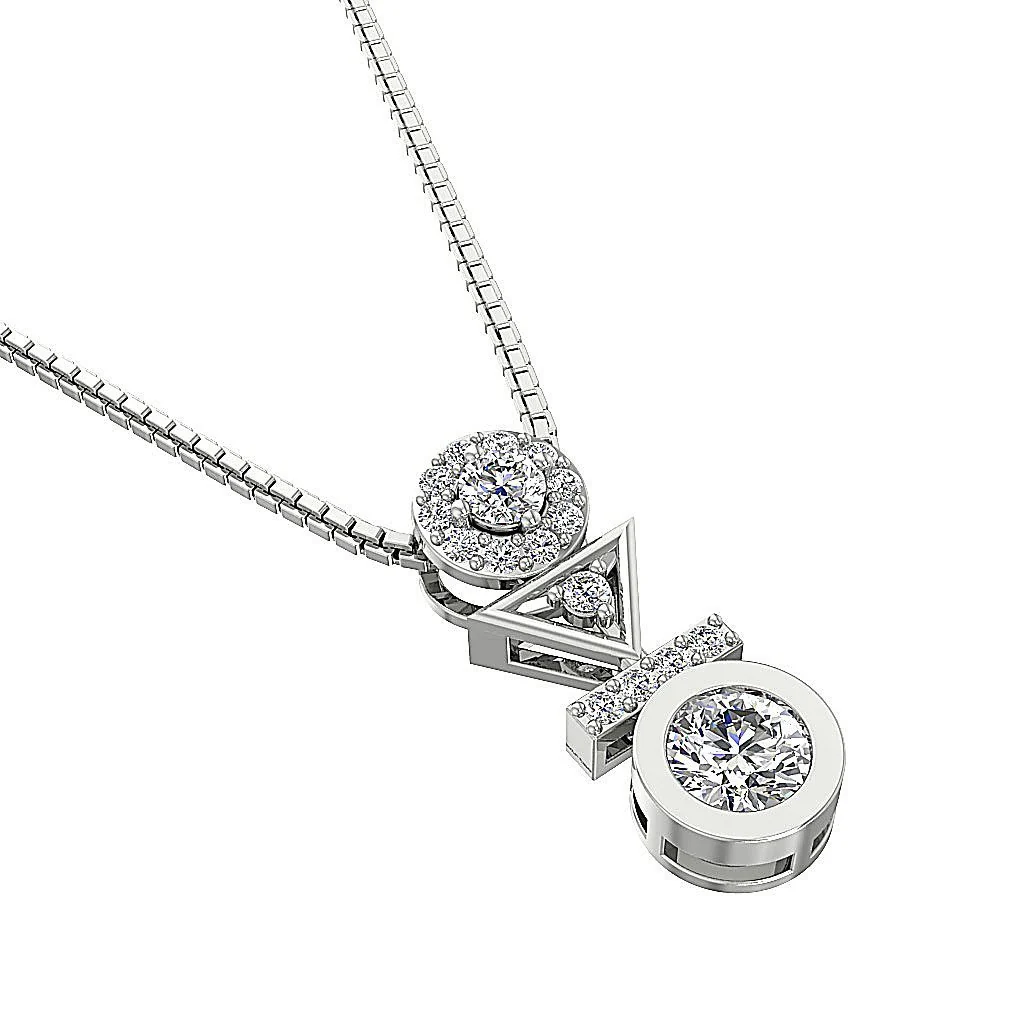 The Dean Elegant Round Diamond Fashion Pendant Prong & Bezel Set 14K Solid Gold - Image 7