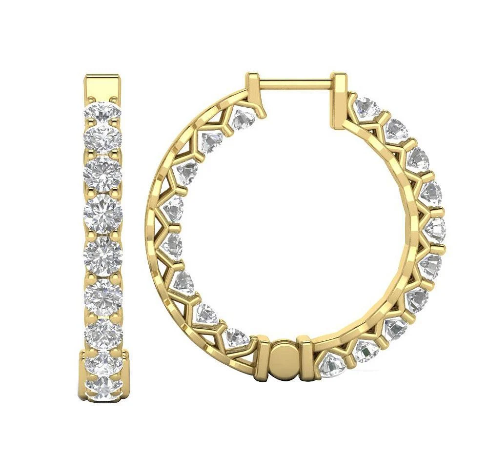 The Declan Infinite Round Cut Diamond Hoops Earring For Her 0.72 Inch 14K Yellow Gold - Image 11