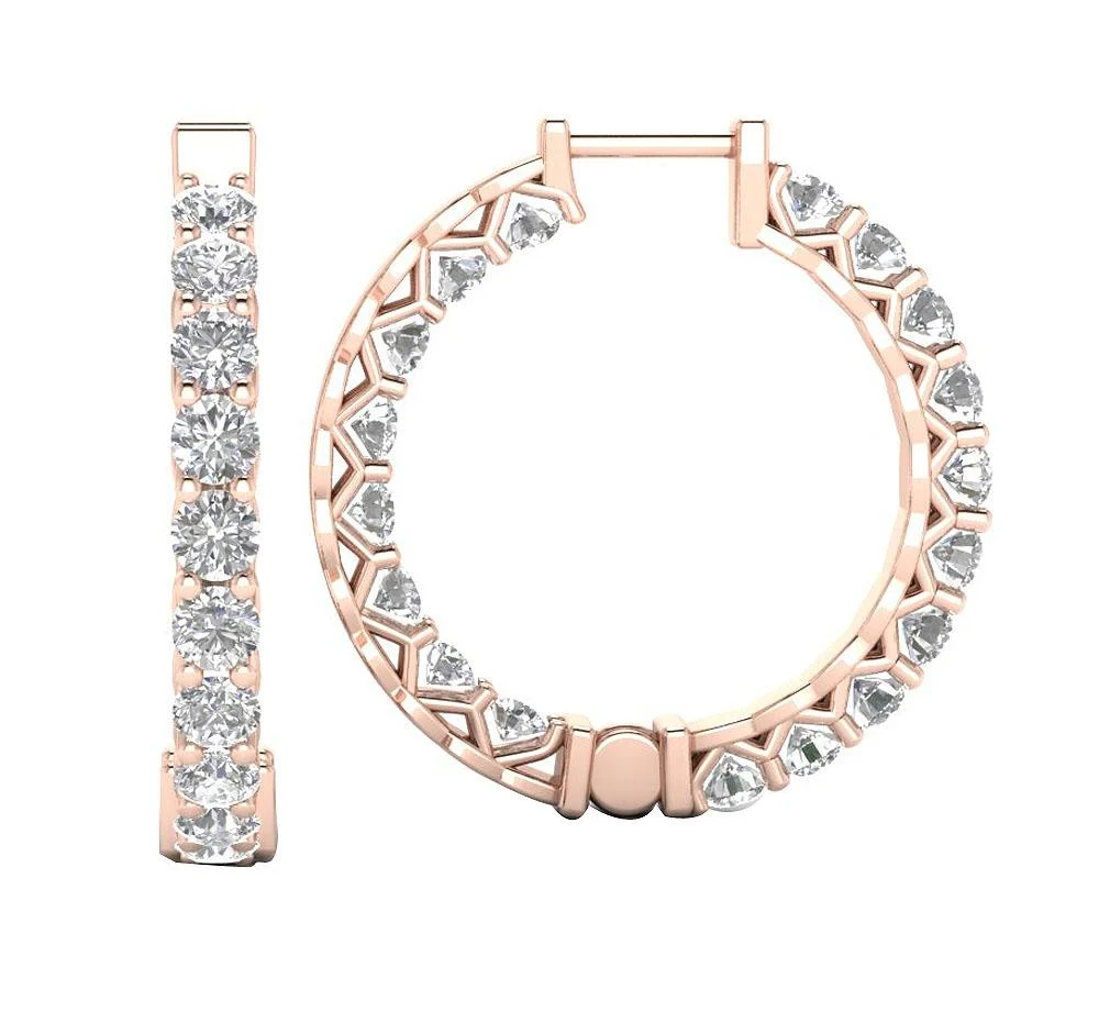 The Declan Infinite Round Cut Diamond Hoops Earring For Her 0.72 Inch 14K Yellow Gold - Image 12