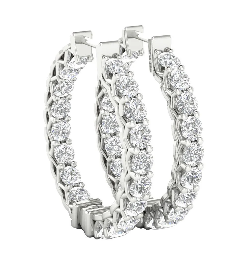 The Declan Infinite Round Cut Diamond Hoops Earring For Her 0.72 Inch 14K Yellow Gold - Image 2