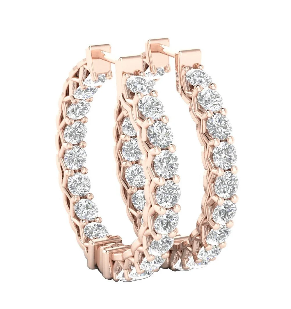 The Declan Infinite Round Cut Diamond Hoops Earring For Her 0.72 Inch 14K Yellow Gold - Image 3