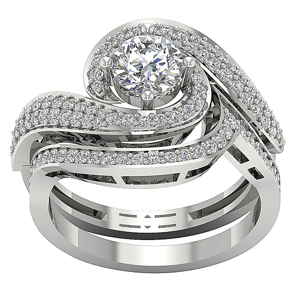 The Declan Beautiful Natural Diamond 14k Gold Matching Engagement Ring Set - Image 4