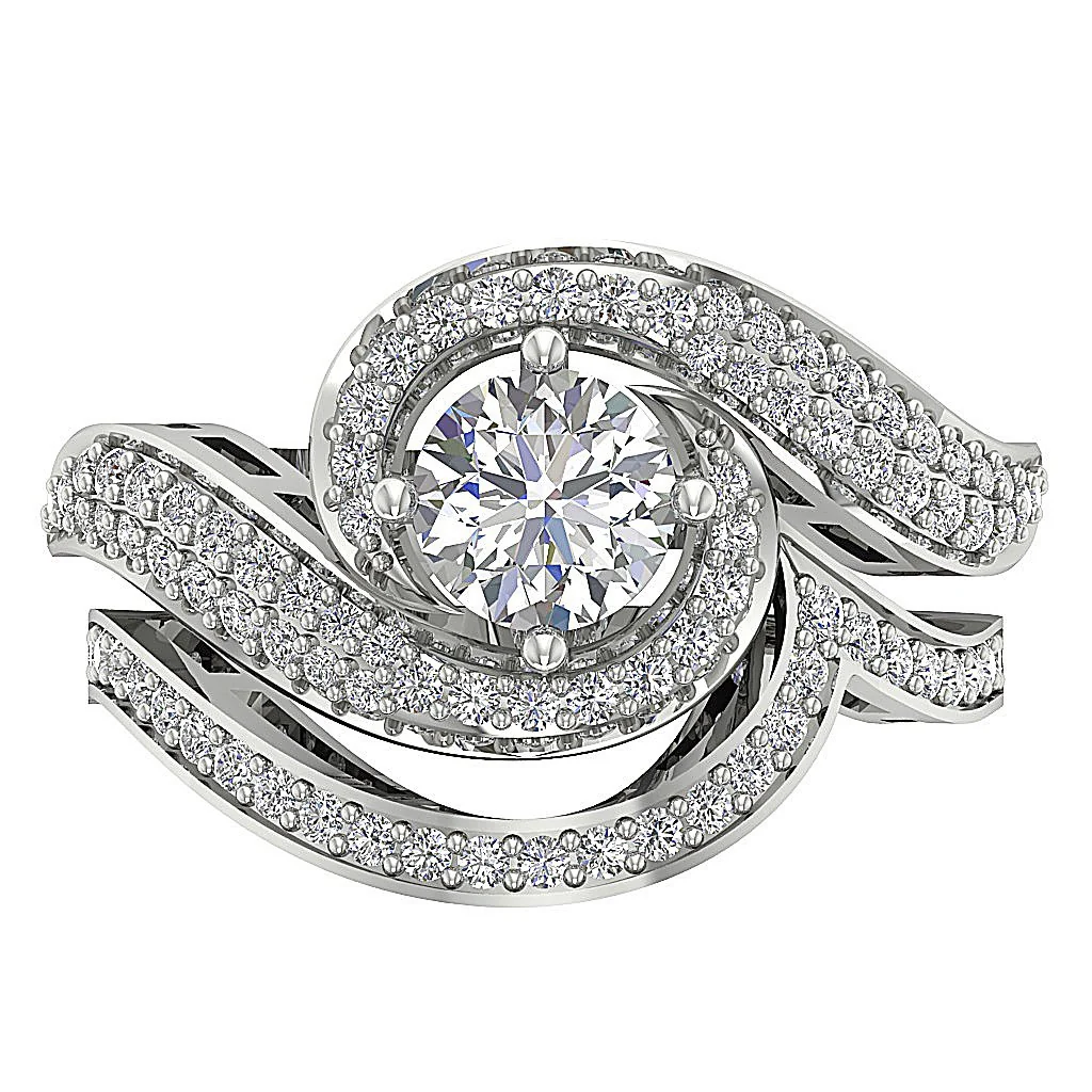 The Declan Beautiful Natural Diamond 14k Gold Matching Engagement Ring Set - Image 5