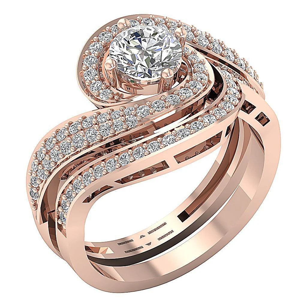 The Declan Beautiful Natural Diamond 14k Gold Matching Engagement Ring Set - Image 6