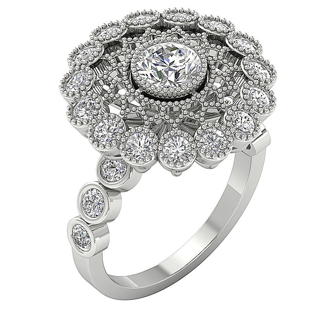 The Demetrius Fancy Solitaire Anniversary Ring Band Natural Diamond 14K White Gold - Image 4
