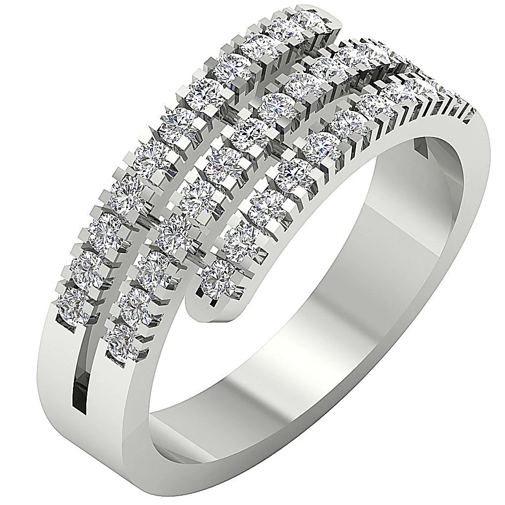 The Dennis Three Row Unique Rose Gold Round Diamond Right hand Wedding Ring - Image 3