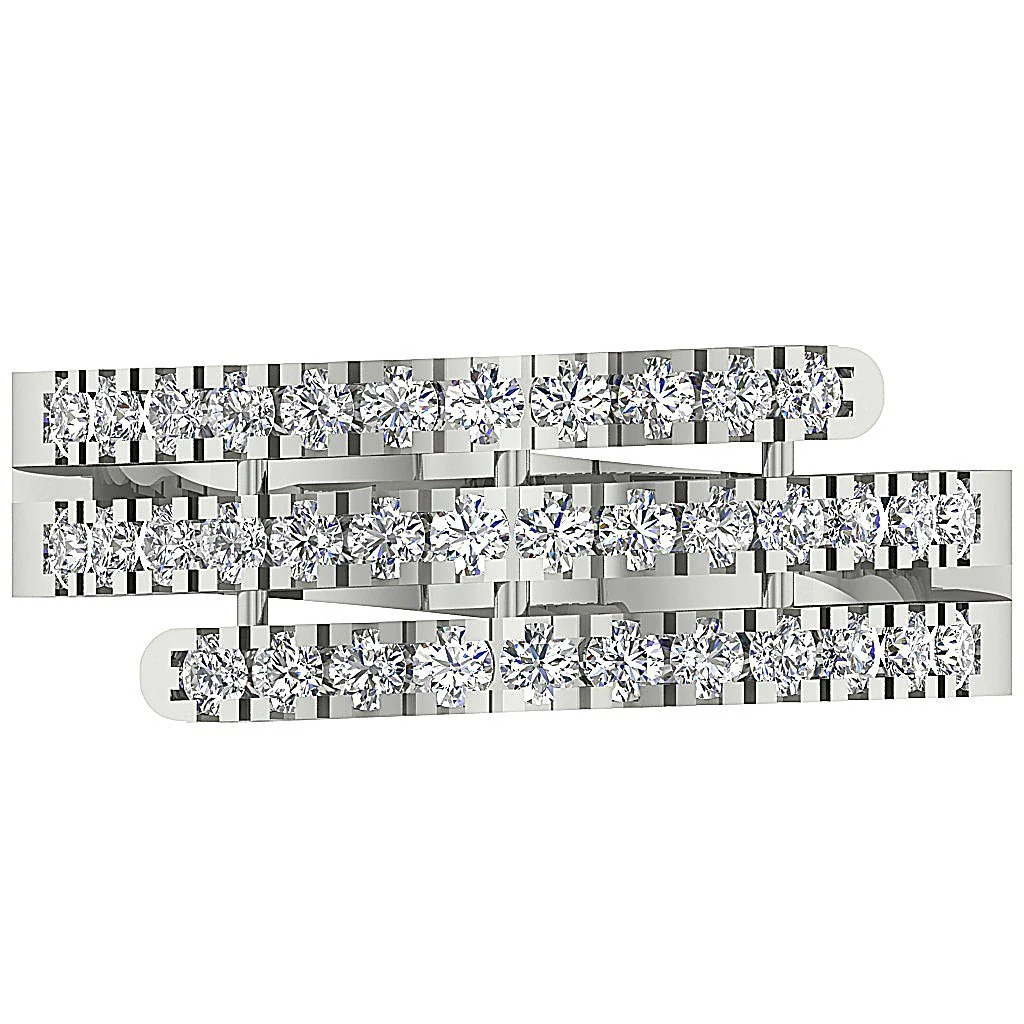 The Dennis Three Row Unique Rose Gold Round Diamond Right hand Wedding Ring - Image 6