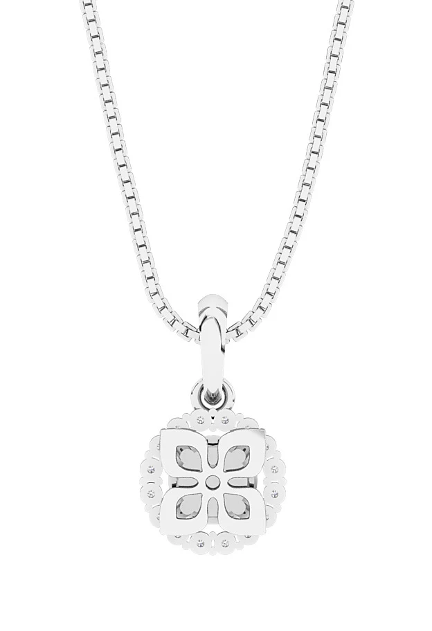 The Derek Prong Set Genuine Diamond Halo Circle Pendant With Chain 14K Solid Gold - Image 4