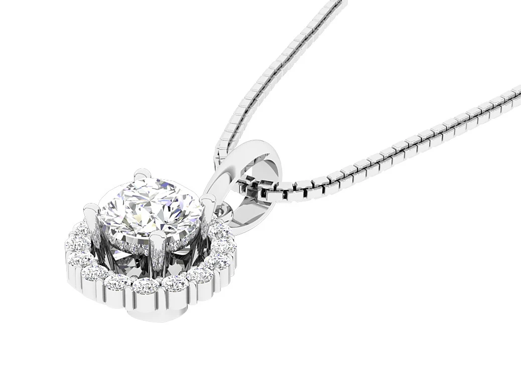 The Derek Prong Set Genuine Diamond Halo Circle Pendant With Chain 14K Solid Gold - Image 5