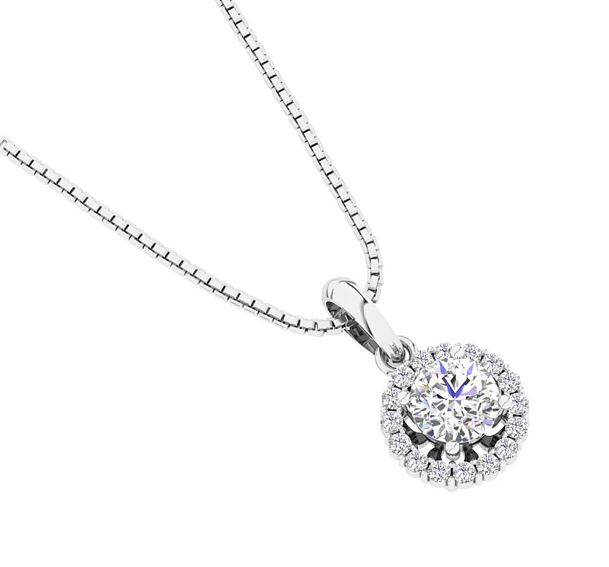 The Derek Prong Set Genuine Diamond Halo Circle Pendant With Chain 14K Solid Gold - Image 6