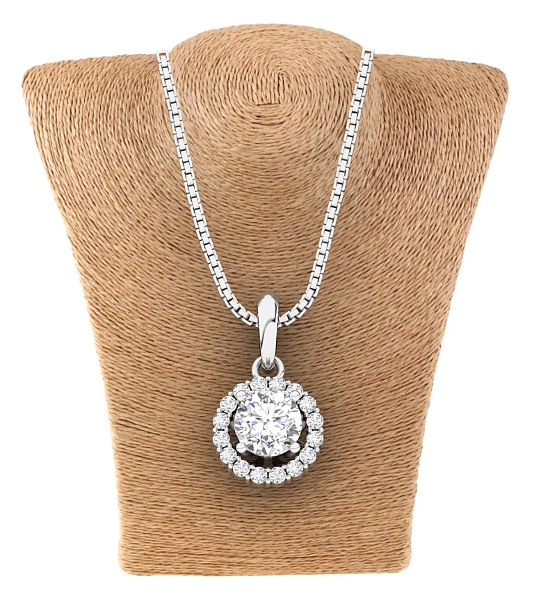 The Derek Prong Set Genuine Diamond Halo Circle Pendant With Chain 14K Solid Gold - Image 7