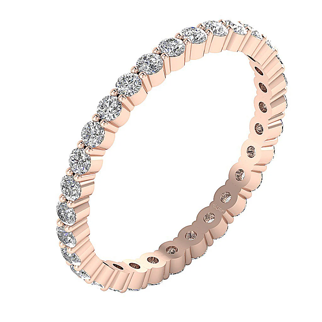 The Derek 14k White Gold Natural Diamond Stackable Full Eternity Wedding Ring - Image 4