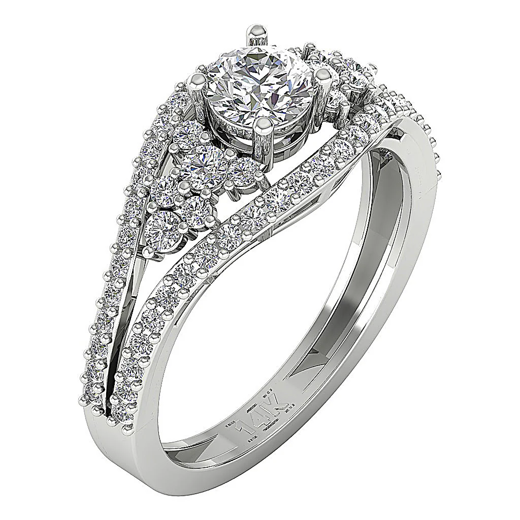 The Derrick Prong Set Solitaire Anniversary Ring 14k White Gold Round Diamond For Her