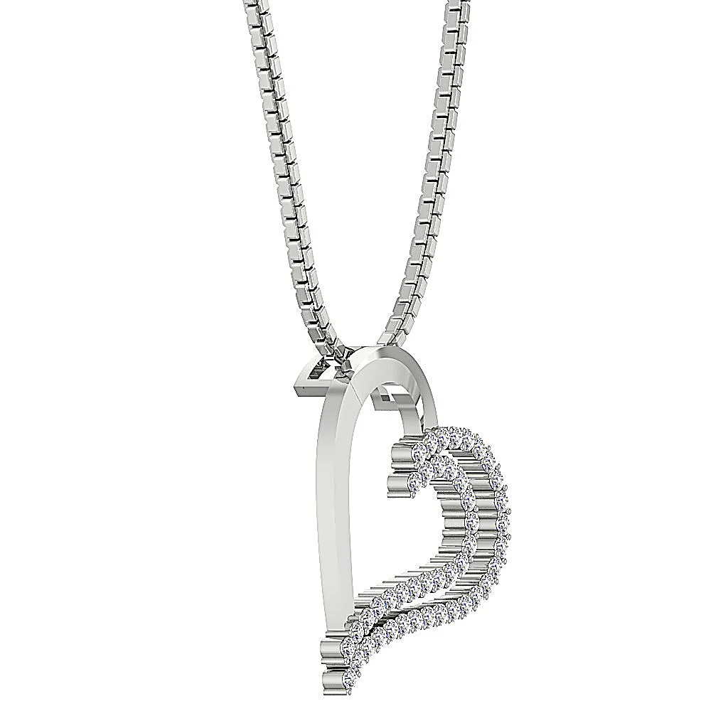 The Desmond Unique Designe Heart Pendant Round Diamond 14K White Yellow Rose Gold - Image 10