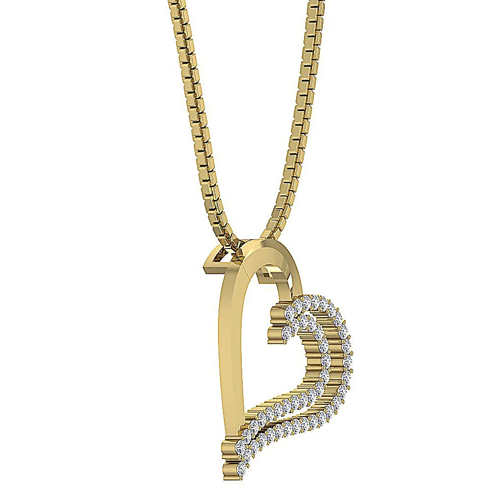 The Desmond Unique Designe Heart Pendant Round Diamond 14K White Yellow Rose Gold - Image 11