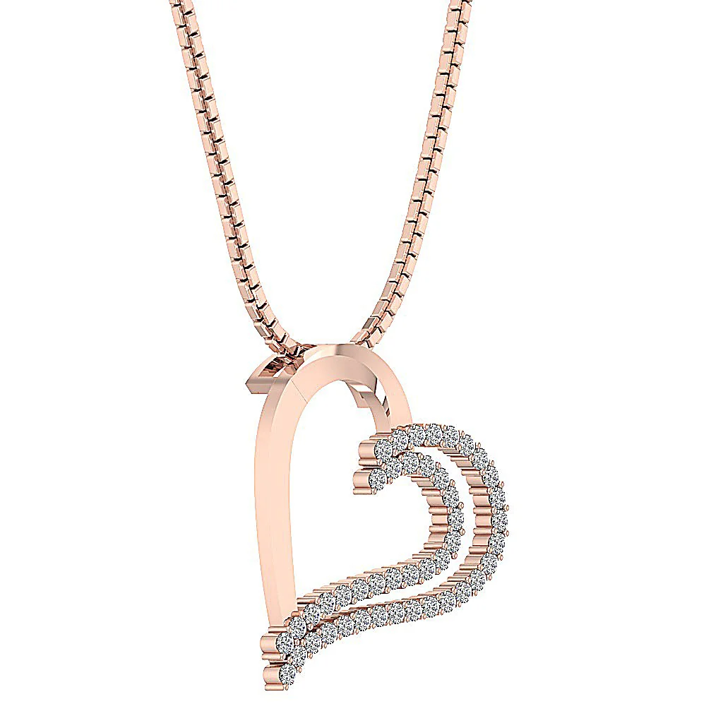 The Desmond Unique Designe Heart Pendant Round Diamond 14K White Yellow Rose Gold - Image 12