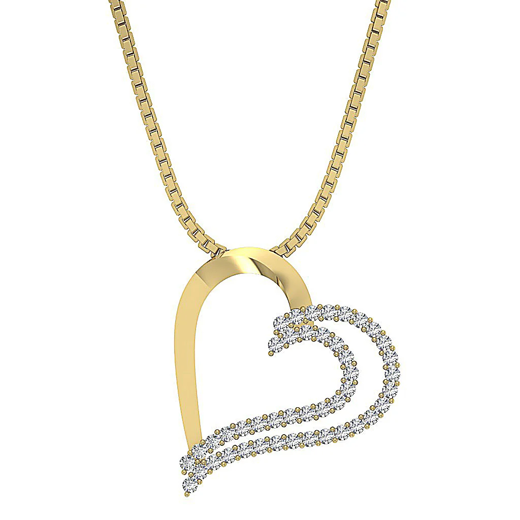 The Desmond Unique Designe Heart Pendant Round Diamond 14K White Yellow Rose Gold - Image 2