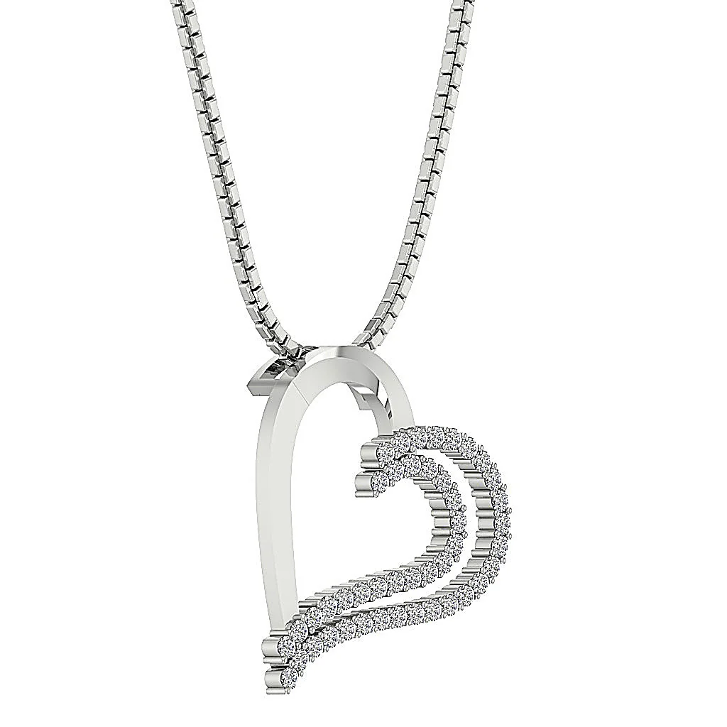The Desmond Unique Designe Heart Pendant Round Diamond 14K White Yellow Rose Gold - Image 4