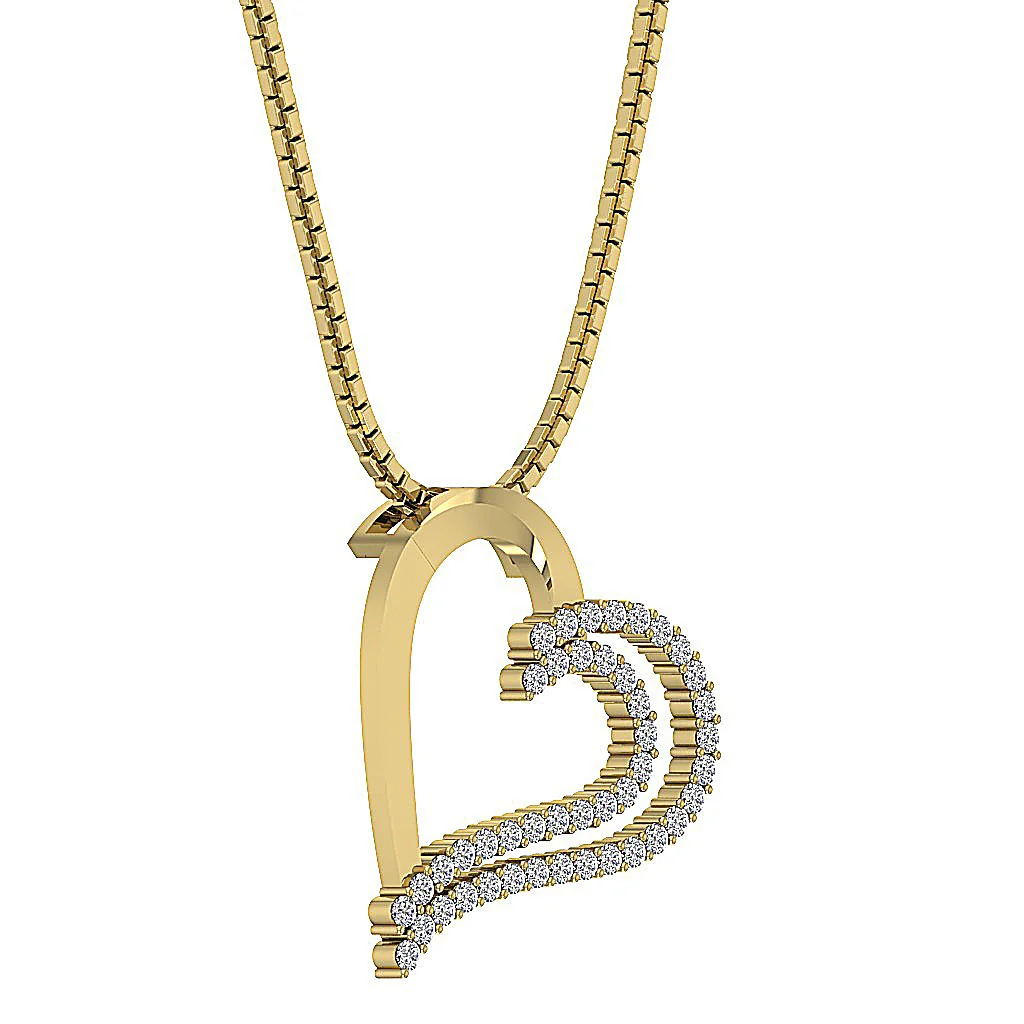 The Desmond Unique Designe Heart Pendant Round Diamond 14K White Yellow Rose Gold - Image 5