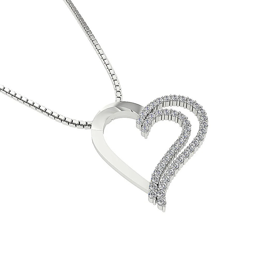 The Desmond Unique Designe Heart Pendant Round Diamond 14K White Yellow Rose Gold - Image 7