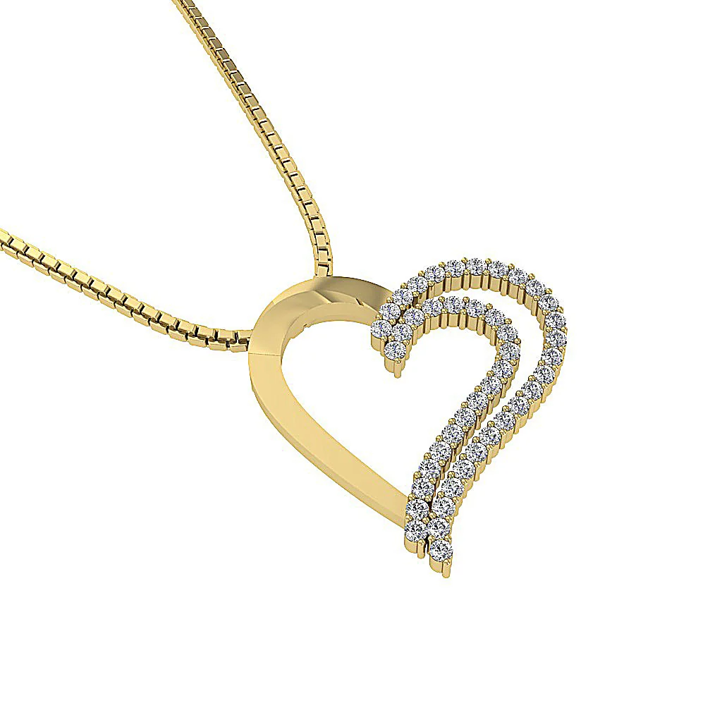 The Desmond Unique Designe Heart Pendant Round Diamond 14K White Yellow Rose Gold - Image 8