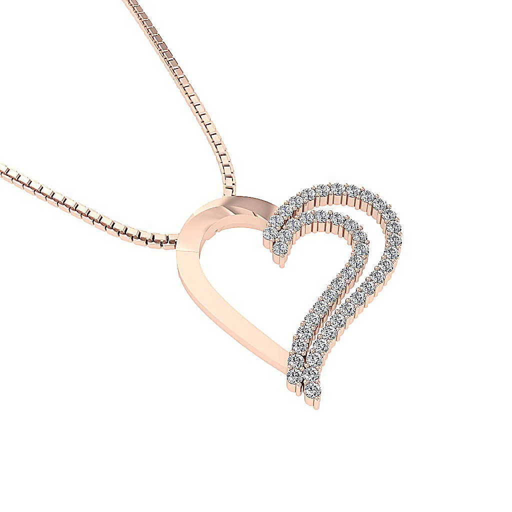 The Desmond Unique Designe Heart Pendant Round Diamond 14K White Yellow Rose Gold - Image 9