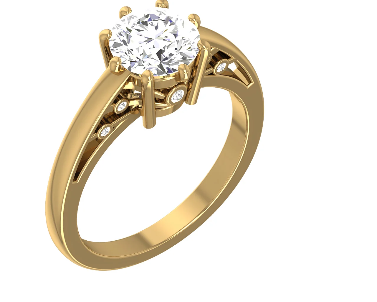 The Devin Genuine Diamond 1.50Carat Center Solitaire Engagement Ring 14K Yellow Gold