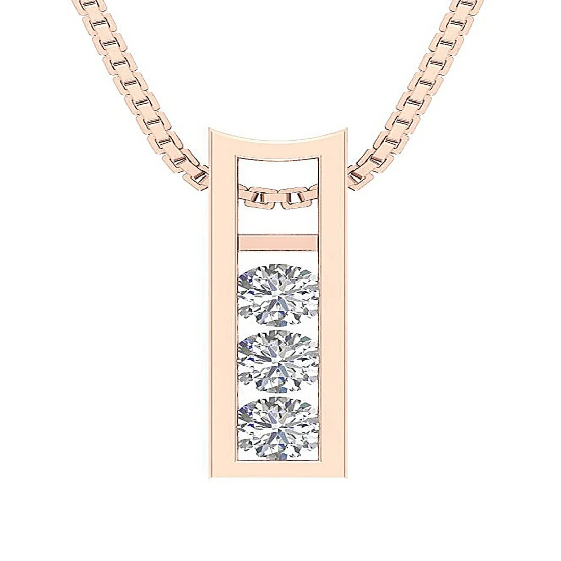 The Diego 3 Stone Round Cut Fashion Pendant Necklace White Yellow Rose Gold